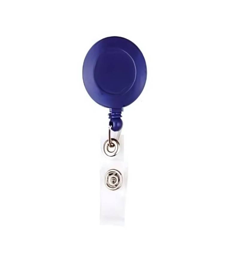Support de badge rétractable en Bleu, idéal pour cartes d'identité, badges professionnels et événements.
